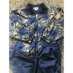 Windbreaker Coat And Pants M Slade Vintage Women's 90's Blue and Gold Angel